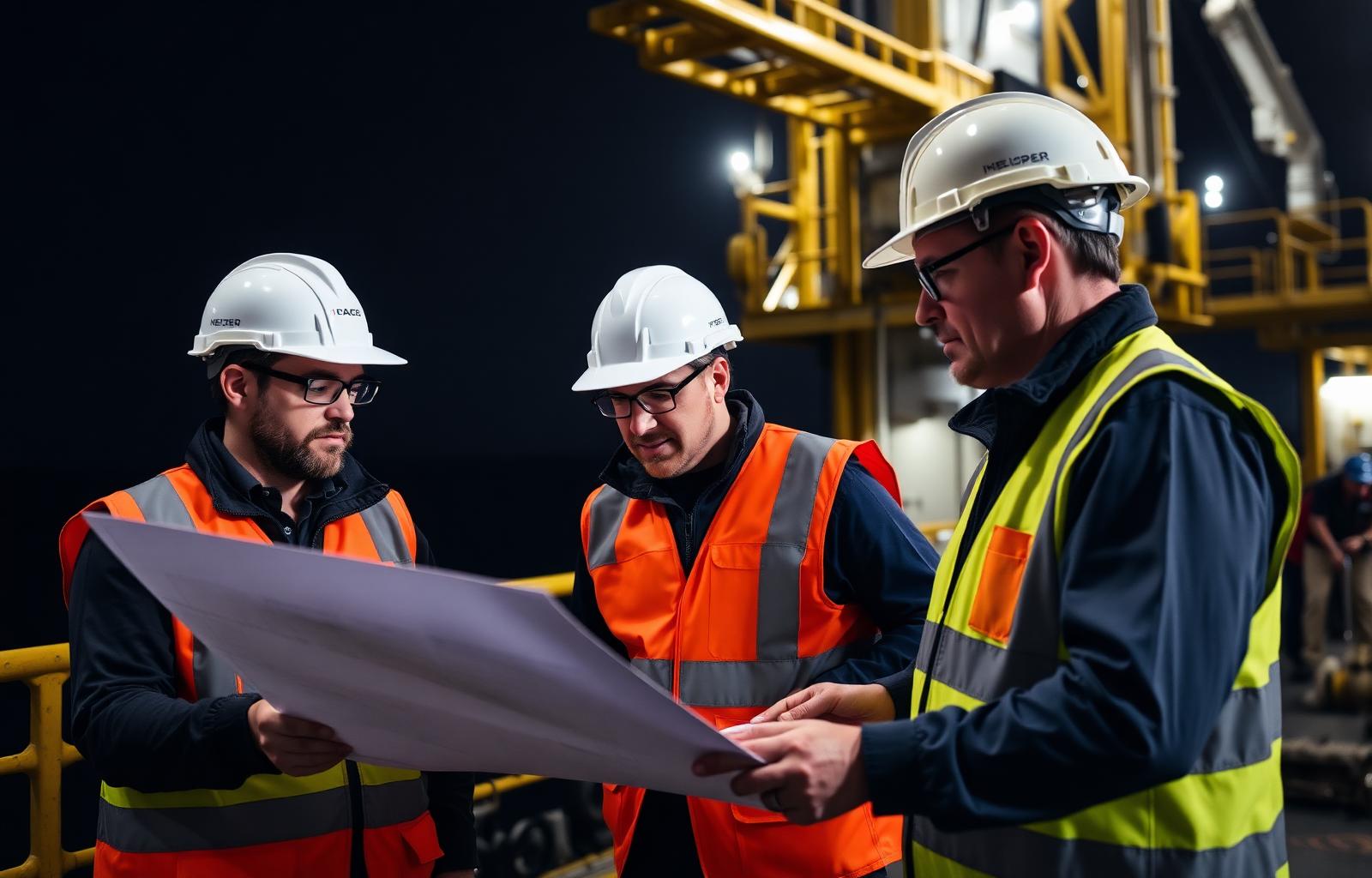 Offshore engineers on an oil platform